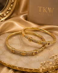 Golden Luxe Crystal Bangle Set