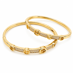Golden Luxe Crystal Bangle Set