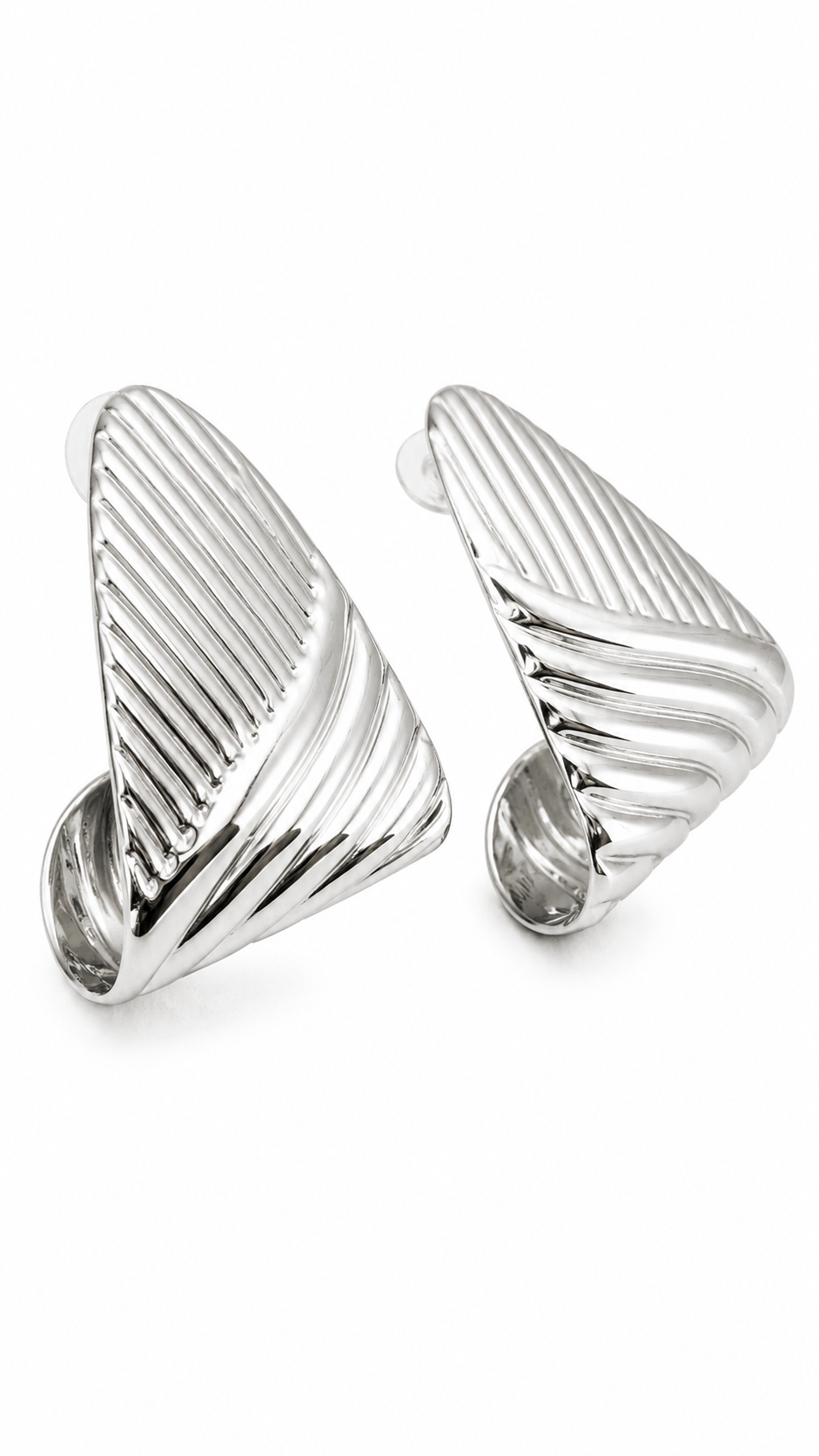 Silver Wave Sculptural Statement Earrings
