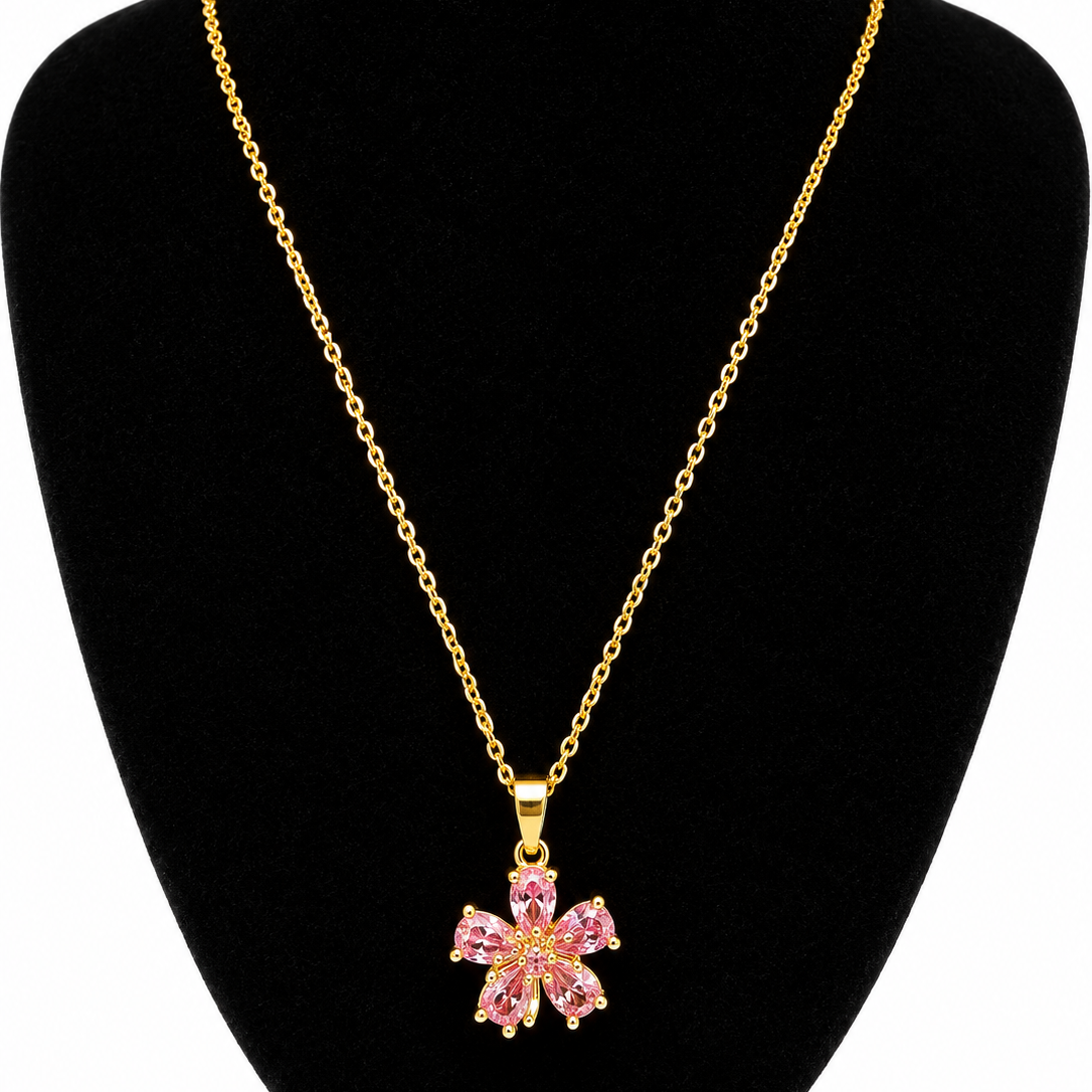 Pink flower necklace