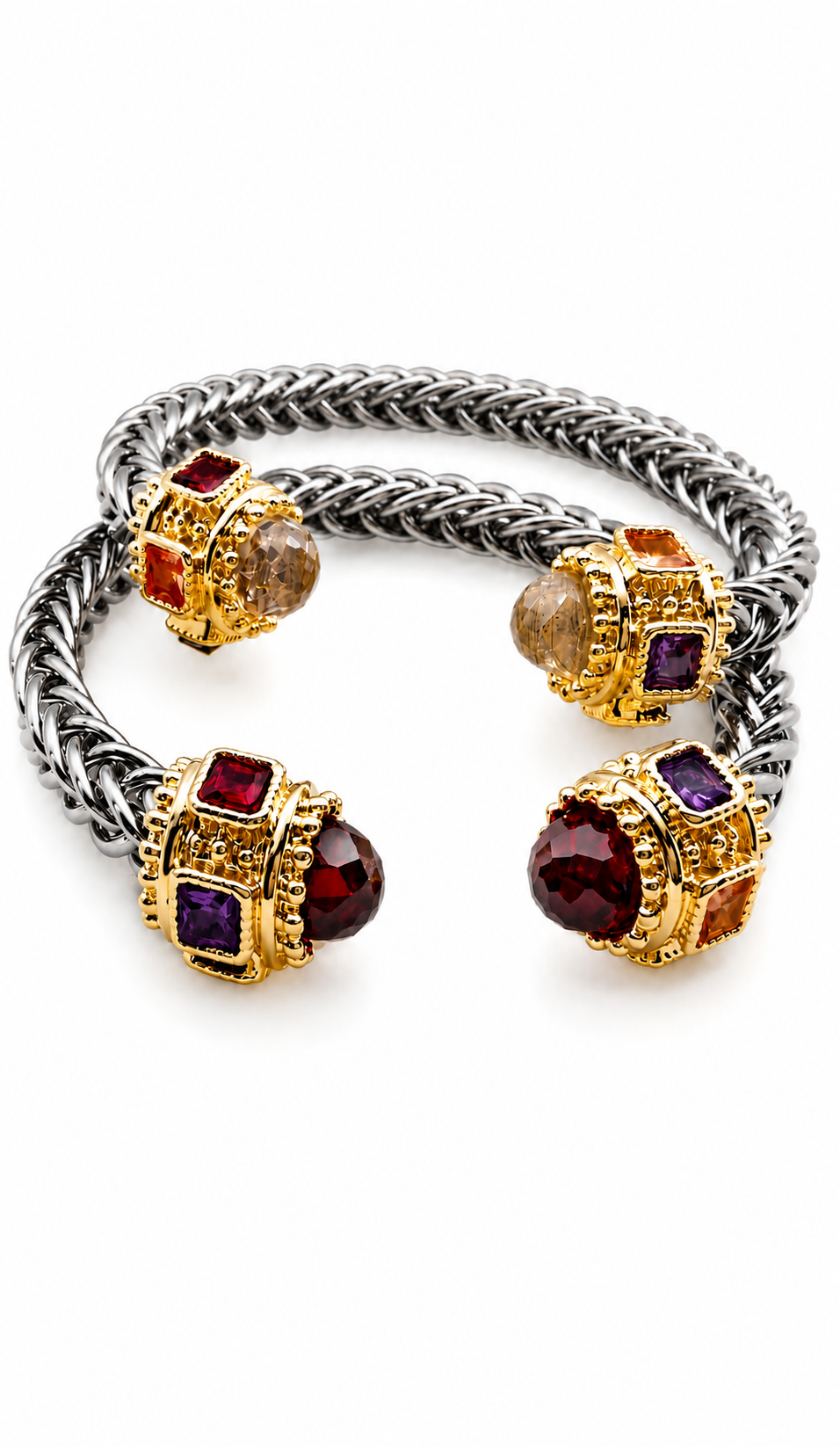 Regal Gemstone Cable Cuff Bracelet